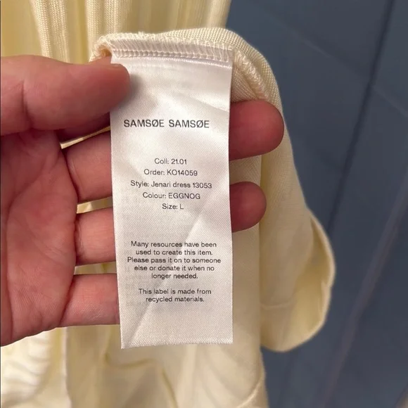 Samsoe Samsoe Jenari Ribbed Knit Eggnog Long Sleeve Sheath Dress Size Large - Picture 12 of 15